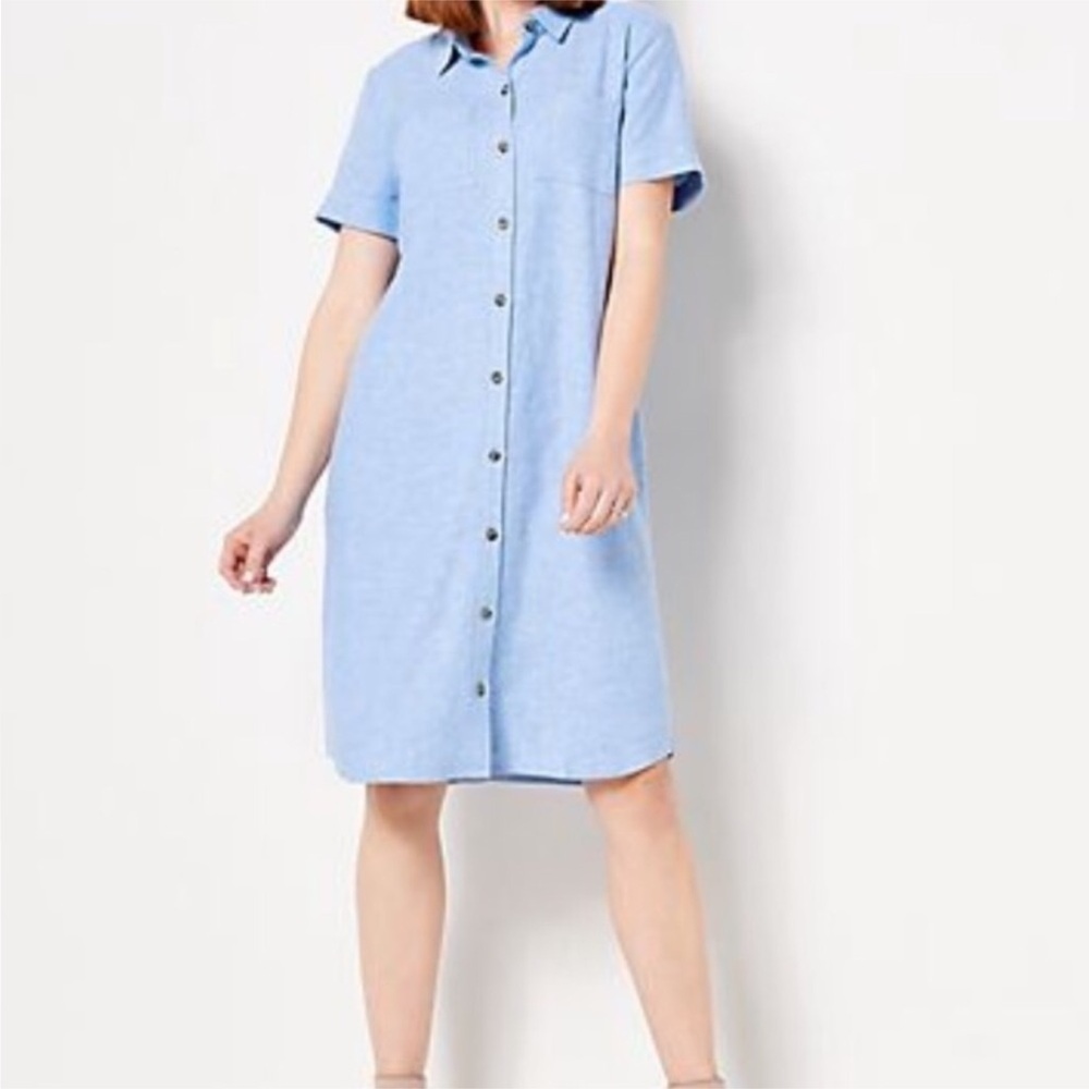 Linen Blend Shirt Dress